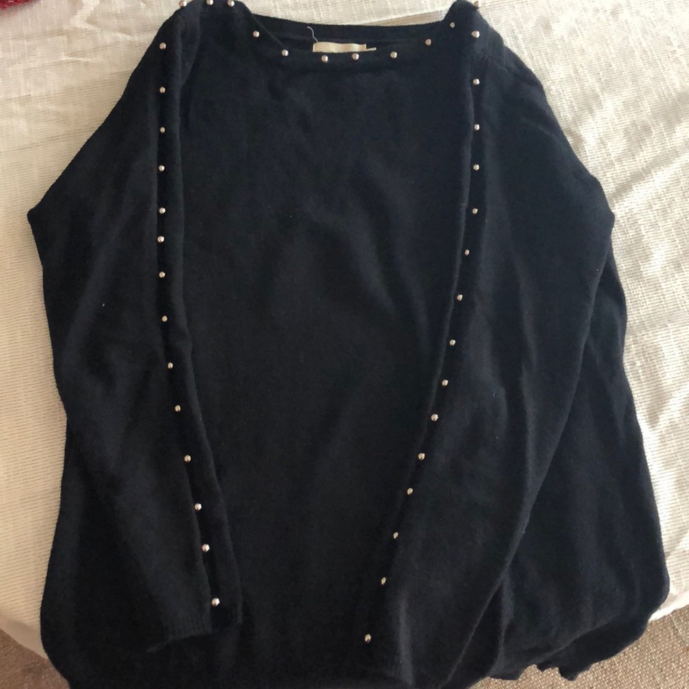 Dreamers Black Sweater w/Silver Ball Trim